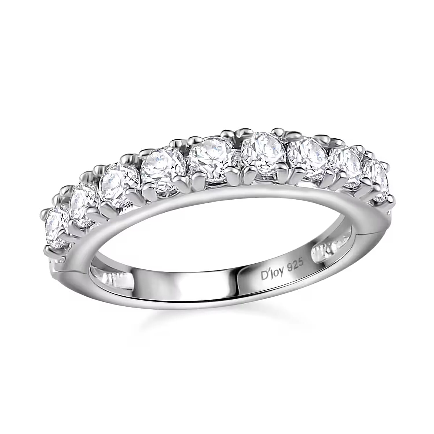 Moissanite Half Eternity Band Ring in Platinum Over Sterling Silver 1.00 ctw (Delivery in 5-7 Business Days)