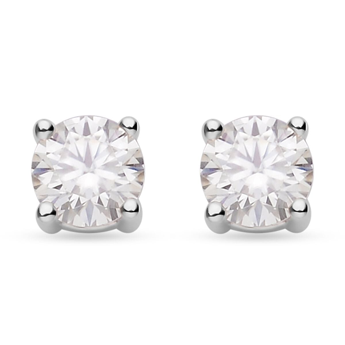 Moissanite Solitaire Stud Earrings in 14K Yellow Gold Over Sterling Silver 0.90 ctw