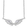 Simulated Diamond Angel Wing Necklace 20 Inches in Rhodium Over Sterling Silver 0.30 ctw - Sticky add to cart bar