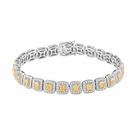 18K White Gold Natural Yellow and White Diamond SI Bracelet (7.00 In) 18.50 Grams 5.15 ctw