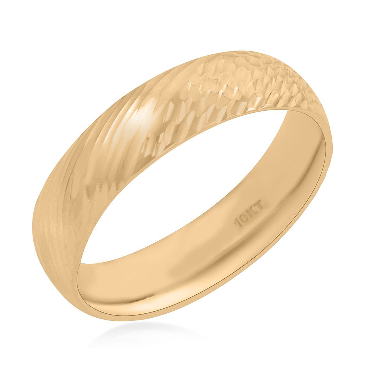 10K Yellow Gold Wave and Hammer Texture Band Ring (Size 10) (2.47 g)