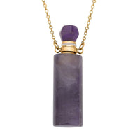 Amethyst Perfume Bottle Pendant Necklace 18-20 Inches in ION Plated YG Stainless Steel 88.00 ctw