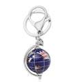 Multi Gemstone Globe Keychain in Silvertone 50.00 ctw - Sticky add to cart bar
