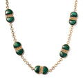 African Malachite Necklace 24 Inches in Vermeil Yellow Gold Over Sterling Silver 30.65 Grams 55.50 ctw - Sticky add to cart bar