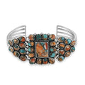 SANTA FE Style Spiny Turquoise Cuff Bracelet in Sterling Silver (7.00 In) 36.40 Grams 6.90 ctw - Sticky add to cart bar