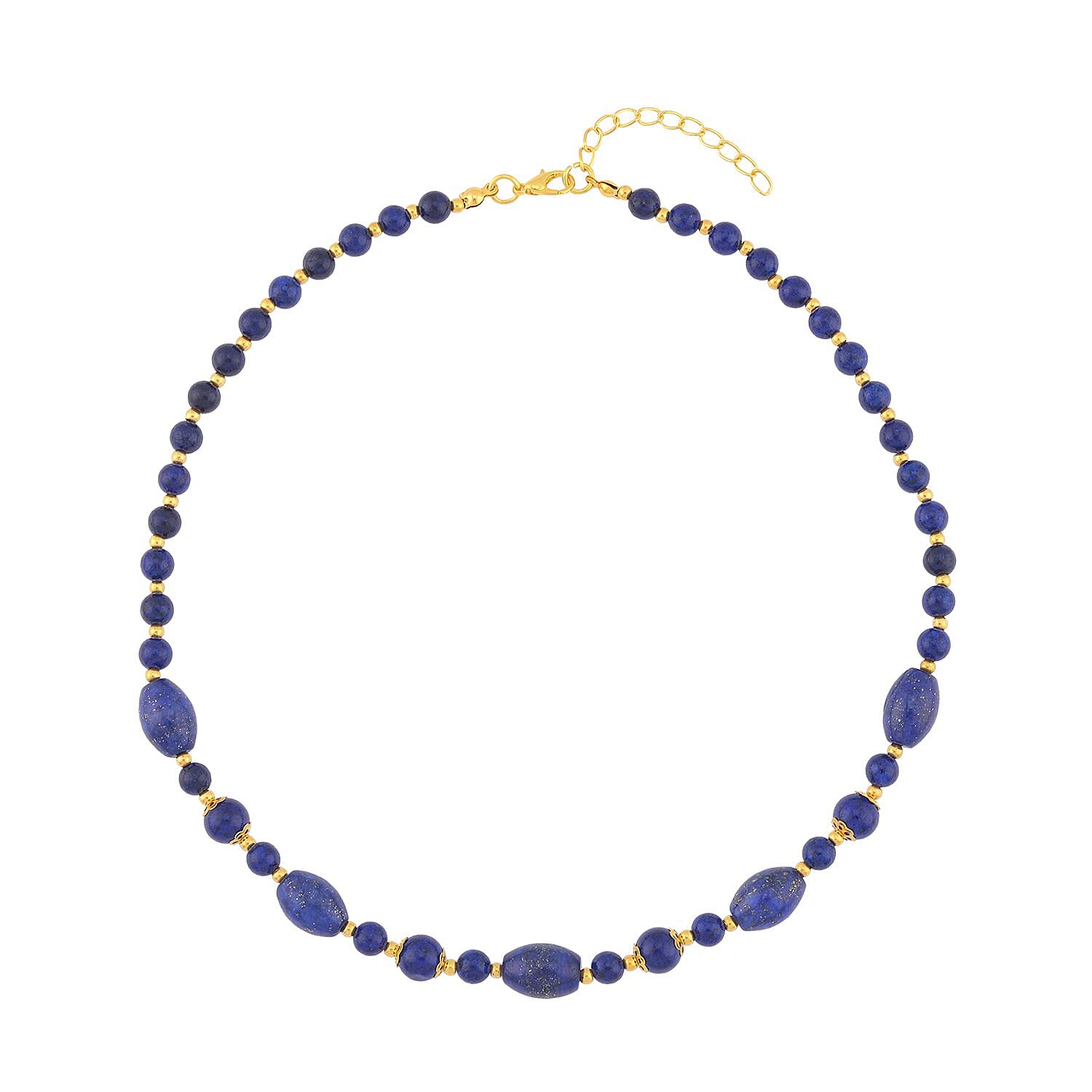 Lapis Lazuli Beaded Necklace 18-20 Inches in Goldtone 120.50 ctw