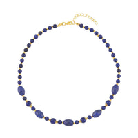 Lapis Lazuli Beaded Necklace 18-20 Inches in Goldtone 120.50 ctw