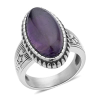 Chevron Amethyst Solitaire Ring in Stainless Steel (Size 10) 20.00