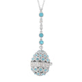 Blue and White Austrian Crystal Easter Egg Necklace (23.5 Inches) in Silvertone - Sticky add to cart bar