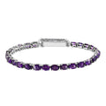 Amethyst and Simulated Diamond Fancy Bracelet in Platinum Over Sterling Silver (7.25 In) 9.85 Grams 11.50 ctw - Sticky add to cart bar