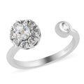 Mangoro Aquamarine Birthstone Anxiety Spinner Openable Band Ring in Platinum Over Sterling Silver (Adjustable Size 9-11) 0.65 ctw (Size 6) - Sticky add to cart bar