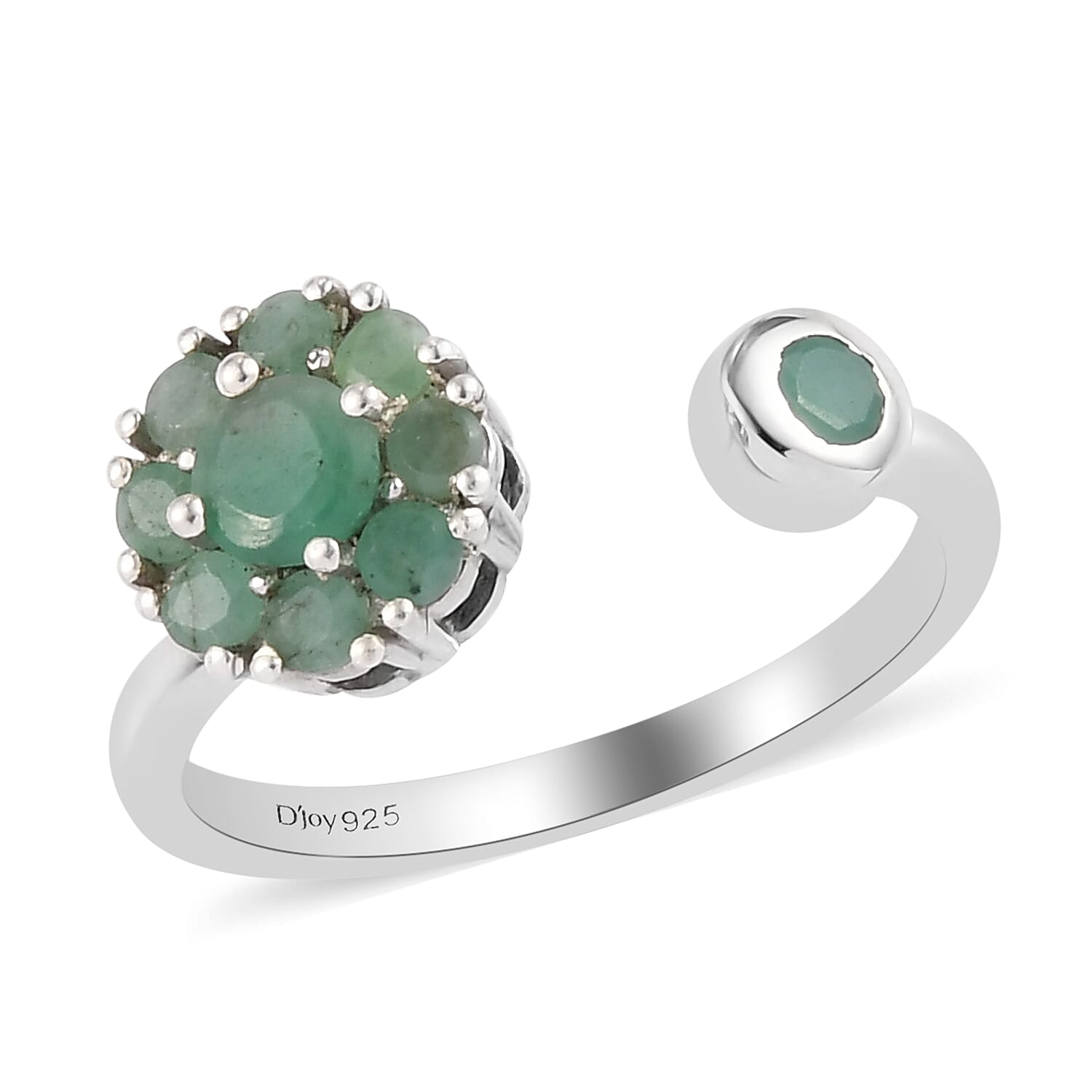Socoto Emerald May Birthstone Anxiety Spinner Openable Band Ring in Platinum Over Sterling Silver (Medium Adjustable Size 6-8) 0.75 ctw