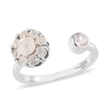 Kuisa Rainbow Moonstone Birthstone Anxiety Spinner Openable Band Ring in Platinum Over Sterling Silver (Adjustable Size 9-11) 0.70 ctw (Size 9) - Sticky add to cart bar