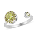 Peridot August Birthstone Anxiety Spinner Openable Band Ring in Platinum Over Sterling Silver (Adjustable Size 6-8) (Size 5.0) 0.75 ctw - Sticky add to cart bar