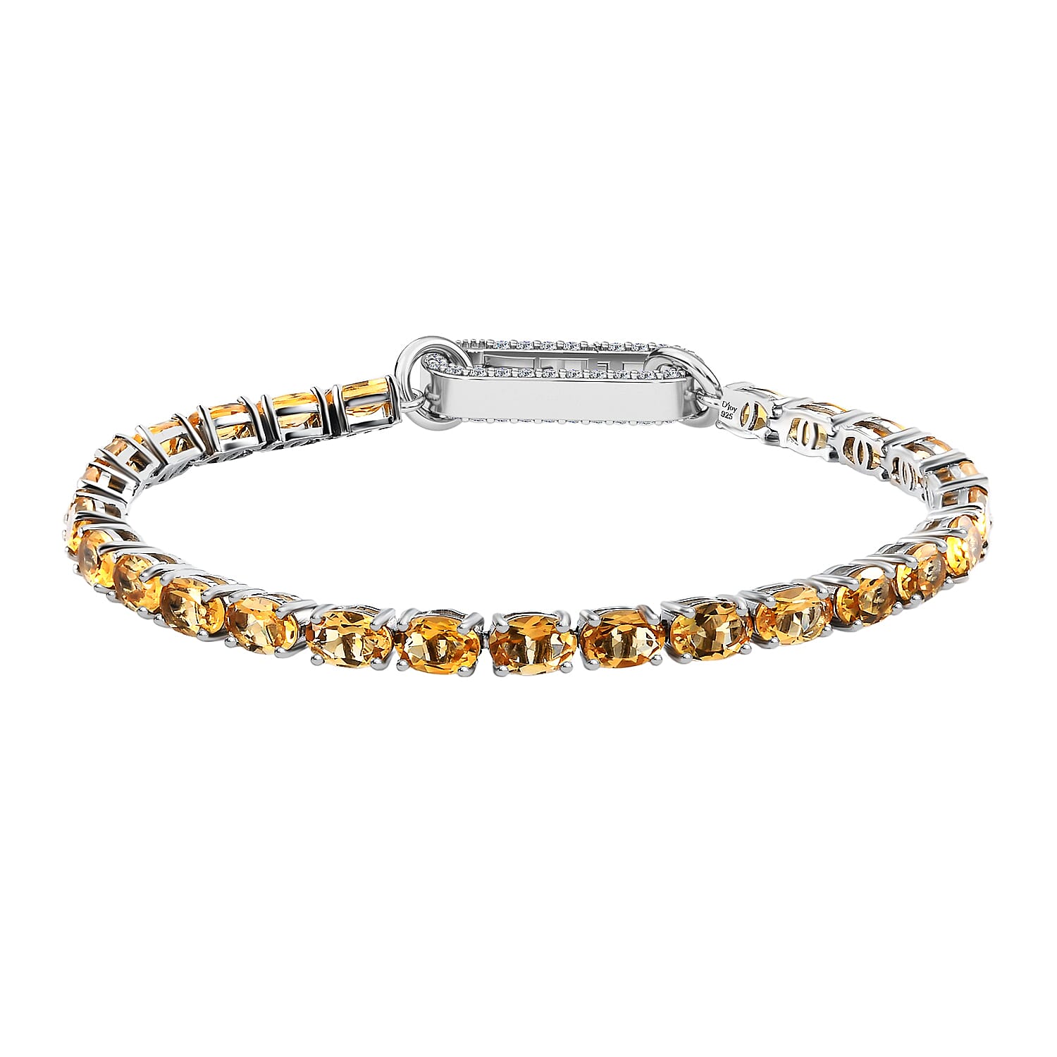 Amethyst and Simulated Diamond Fancy Bracelet in Platinum Over Sterling Silver (7.25 In) 9.85 Grams 11.50 ctw