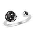 Australian Black Tourmaline Birthstone Anxiety Spinner Openable Band Ring in Platinum Over Sterling Silver (Adjustable Size 9-11) 0.70 ctw (Size 5) - Sticky add to cart bar