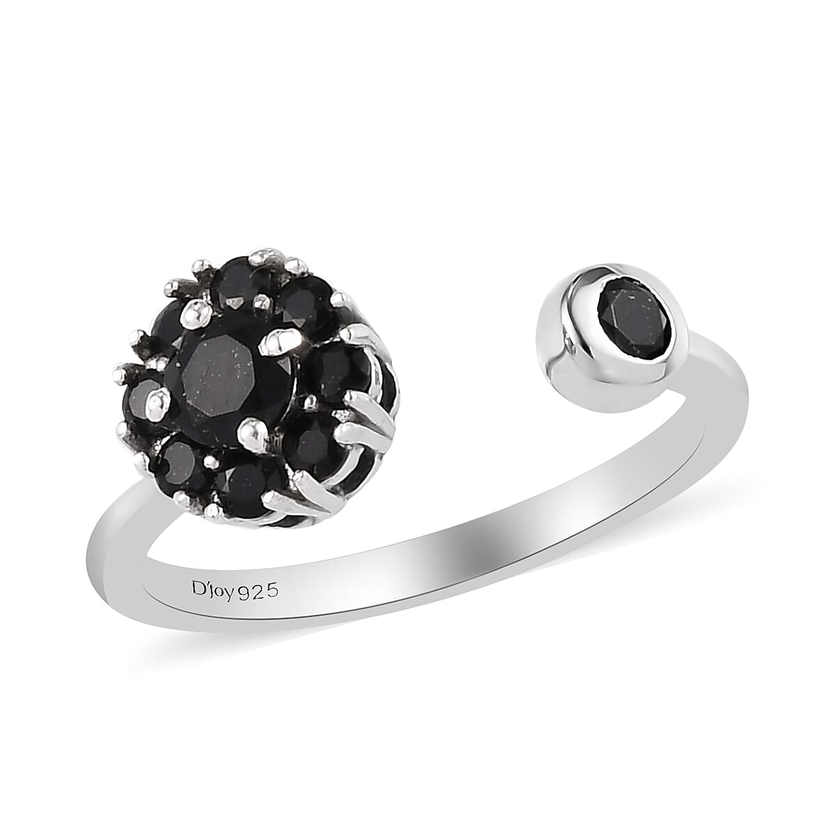 Australian Black Tourmaline Birthstone Anxiety Spinner Openable Band Ring in Platinum Over Sterling Silver (Adjustable Size 9-11) 0.70 ctw (Size 6)