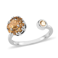 Brazilian Citrine November Birthstone Anxiety Spinner Openable Band Ring in Platinum Over Sterling Silver (Medium Adjustable Size 6-8) (Size 8.0) 0.70 ctw