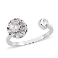 White Zircon Birthstone Anxiety Spinner Openable Band Ring in Platinum Over Sterling Silver (Medium Adjustable Size 9-11) 0.90 ctw (Size 5)