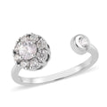 White Zircon Birthstone Anxiety Spinner Openable Band Ring in Platinum Over Sterling Silver (Medium Adjustable Size 9-11) 0.90 ctw (Size 6) - Sticky add to cart bar