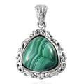 African Malachite Solitaire Pendant in Platinum Over Copper with Magnet 13.40 ctw - Sticky add to cart bar