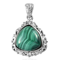 African Malachite Solitaire Pendant in Platinum Over Copper with Magnet 13.40 ctw