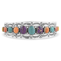 SANTA FE Style Spiny Turquoise Cuff Bracelet in Sterling Silver (6.00 In) 21.40 Grams 6.10 ctw