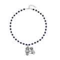 Lapis Lazuli, White and Black Austrian Crystal Owl Couple Necklace 18-20 Inches in Silvertone 90.00 ctw - Sticky add to cart bar