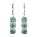 AAA Kagem Emerald and White Zircon Dangle Earrings in Rhodium Over Sterling Silver 2.25 ctw - Sticky add to cart bar