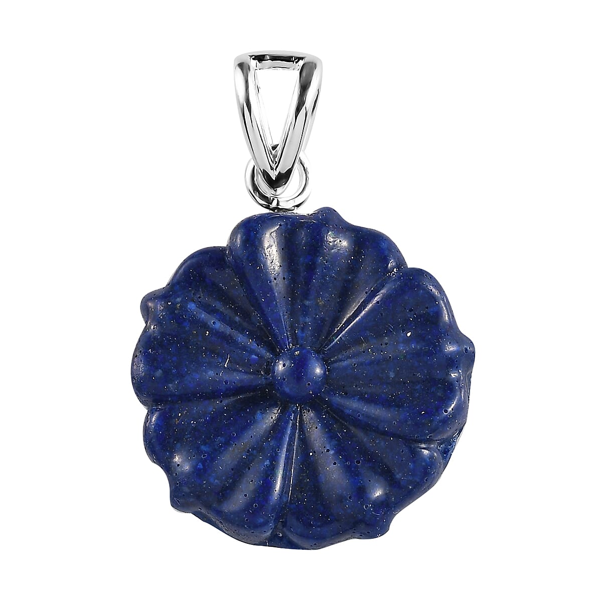 Freshened Lapis Lazuli Carved Fancy Pendant in Sterling Silver 13.25 ctw