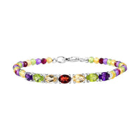 D'Joy Multi Gemstone 15.30 ctw Bracelet in Sterling Silver (7.25 In)