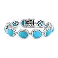 AMERICAN Natural Sleeping Beauty Turquoise Station Bracelet in Platinum Over Sterling Silver (6.50 In) 16.20 Grams 29.40 ctw - Sticky add to cart bar