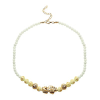 Feng Shui Luminous Beaded Pi xiu Necklace 18-20 Inches in Goldtone 173.50 ctw