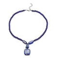 Lapis Lazuli Beaded Necklace 18-20 Inches in Silvertone 199.00 ctw - Sticky add to cart bar