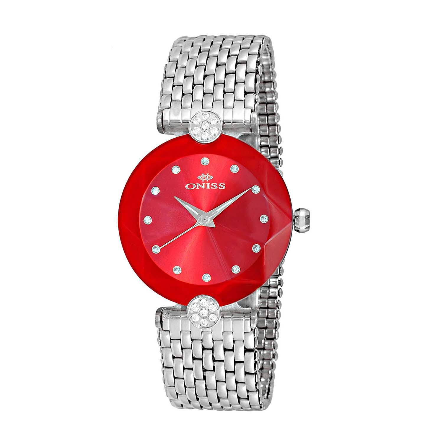 ONISS Austrian Crystal Swiss Movement Sunray Black Dial Watch in Stainless Steel Strap (42.50 mm) (1)