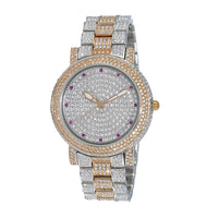 ADEE KAYE Austrian Crystal Japan Quartz Movement Watch in ION Plated RG and Stainless Steel Strap (39 mm)