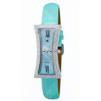 ADEE KAYE Austrian Crystal Japan Quartz Movement Blue MOP Dial Watch in Blue Leather Band (25 mm)