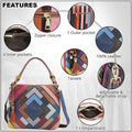Rainbow Color Genuine Leather Tote Bag (14"x4"x11") with Handle Drop and Detachable Shoulder Strap - Sticky add to cart bar