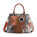 CHAOS By Elsie Rainbow Color Snakeskin Pattern Genuine Leather Tote Bag with Handle Drop and Shoulder Strap - Sticky add to cart bar