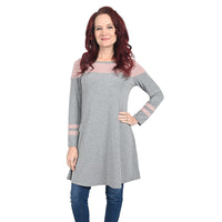 THYME & HONEY Gray Tunic with Pink Detail - Large