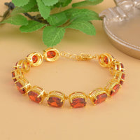 Simulated Red Diamond Link Bracelet in Goldtone (7.0-8.0In) 5.10 ctw