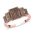 Natural Champagne Diamond Cluster Ring in Vermeil Rose Gold Over Sterling Silver - Sticky add to cart bar