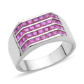 Simulated Ruby Color Diamond Men's Ring in Silvertone 2.50 ctw - Sticky add to cart bar