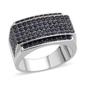 Simulated Black Diamond Men's Ring in Rhodium & Silvertone (Size 10.0) 3.00 ctw - Sticky add to cart bar