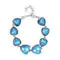 White Mystic Color Glass Heart Bracelet in Goldtone (7.50-9.50In) - Sticky add to cart bar