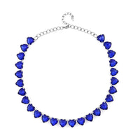 Aqua Blue Color Glass Heart Necklace 20-22 Inches in Silvertone