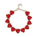 Red Glass Heart Bracelet in Goldtone (7.50-9.50In) - Sticky add to cart bar