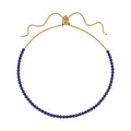 Lapis Lazuli and Neon Green Austrian Crystal Beaded and Lariat Necklace with Tiger Charm 18 Inches in Black Oxidized Stainless Steel 111.50 ctw - Sticky add to cart bar