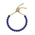 Lapis Lazuli and Neon Green Austrian Crystal Bolo Bracelet with Tiger Motif Slider Lock in ION Plated YG Stainless Steel (6-9In) 30.00 ctw - Sticky add to cart bar
