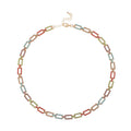 Multi Color Austrian Crystal Link Necklace 20-22 Inches in Goldtone - Sticky add to cart bar